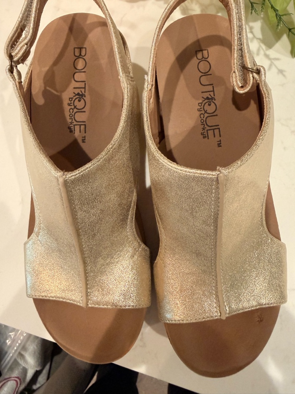 Corkys Gold Metallic Open-Toe Slingback Sandals